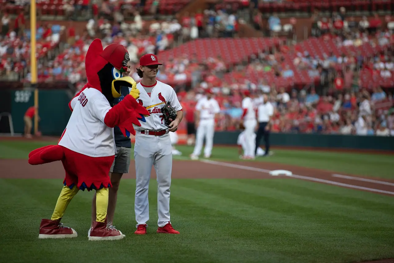 Soldiers on the field at a Cardinals Military Appreciation Night